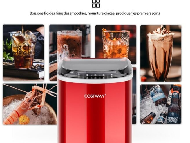 Ice Cube Maker Machine 12 kg/24H 2 Ice Cube Size 6-13 Minutes 2.2 L Water Tank