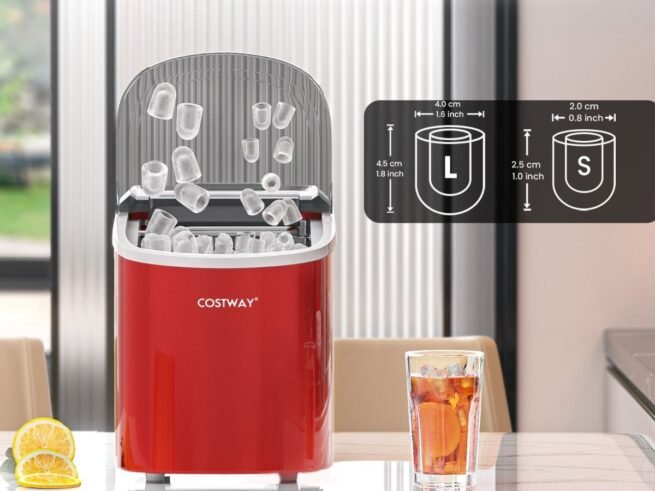 Ice Cube Maker Machine 12 kg/24H 2 Ice Cube Size 6-13 Minutes 2.2 L Water Tank