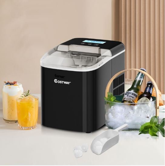 Ice Cube Maker 12KG/24H 2 Ice Cubes Sizes 2.1L Tank 9pcs in 7 Minutes