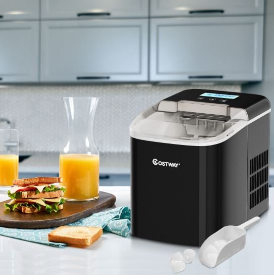 Ice Cube Maker 12KG/24H 2 Ice Cubes Sizes 2.1L Tank 9pcs in 7 Minutes