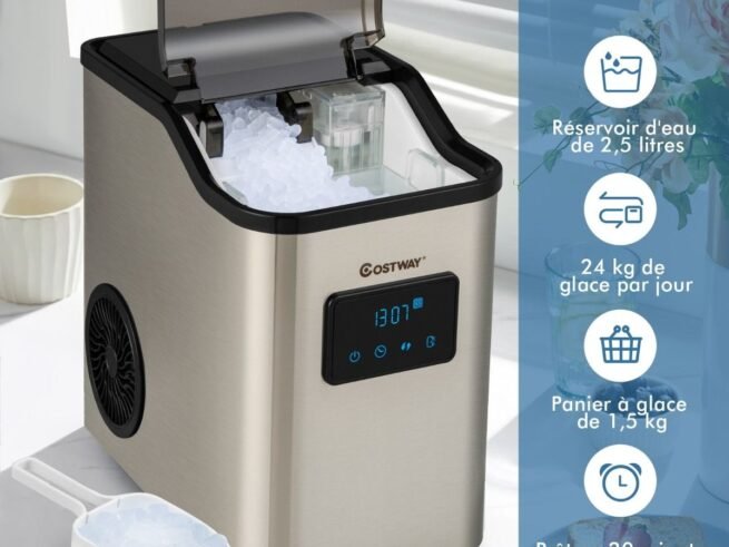 Nugget Ice Maker Ice Cube Machine 24kg /24h 2 Way Water Refill LED Touch Control