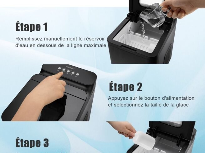 Ice Maker Machine 15 kg/Day 9 Ice Cubes/6 Minute Automatic Cleaning Ice Cubes in 2 sizes
