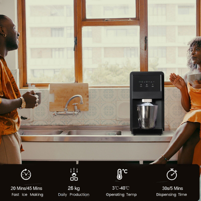 Nugget Ice Maker Machine 27kg/24h Self Dispensing Countertop Self-Cleaning LED Display