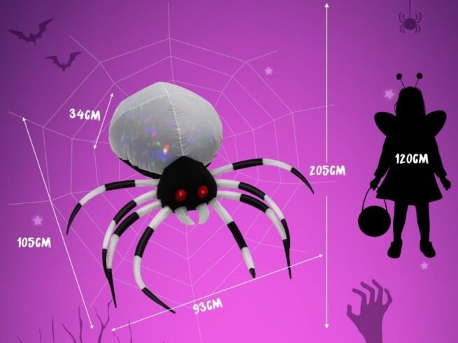 Halloween Inflatable Wall Spider with Multi-Colored Lights 105cm
