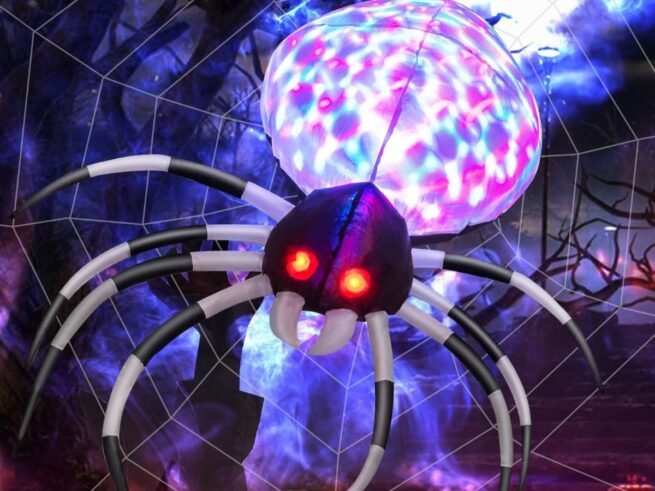 Halloween Inflatable Wall Spider with Multi-Colored Lights 105cm
