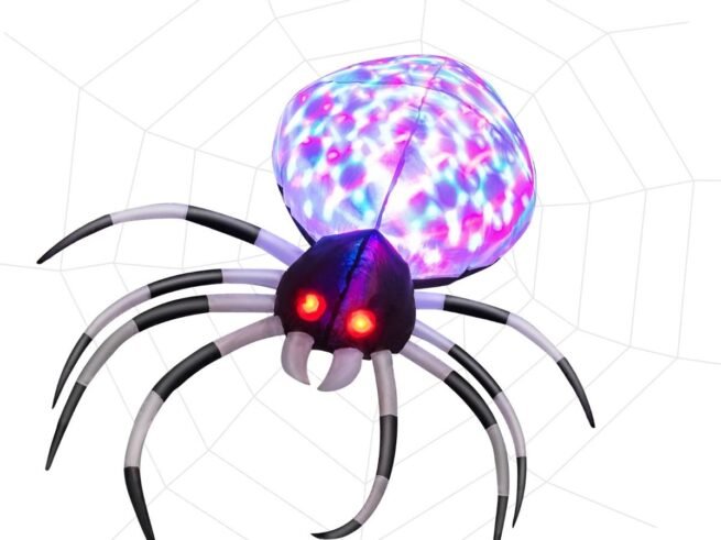 Halloween Inflatable Wall Spider with Multi-Colored Lights 105cm