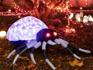 Halloween Inflatable Wall Spider with Multi-Colored Lights 105cm