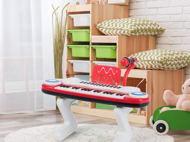 Electronic Piano Keyboard for Children 37 Keys Portable Rhythm Light Red