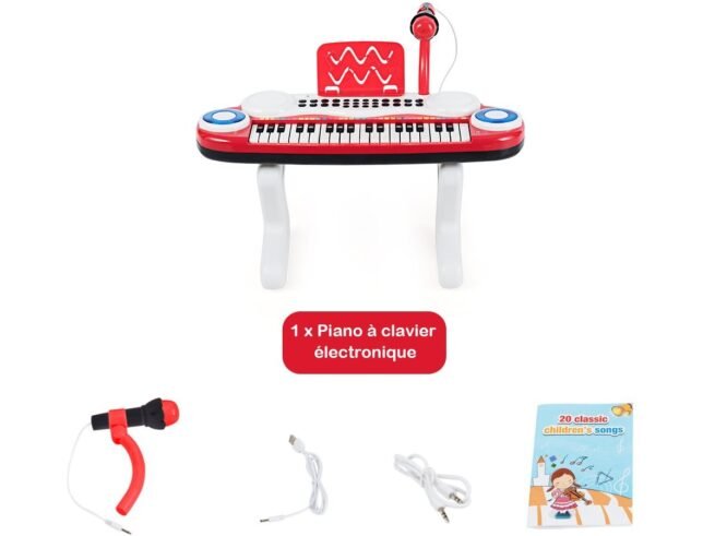 Electronic Piano Keyboard for Children 37 Keys Portable Rhythm Light Red