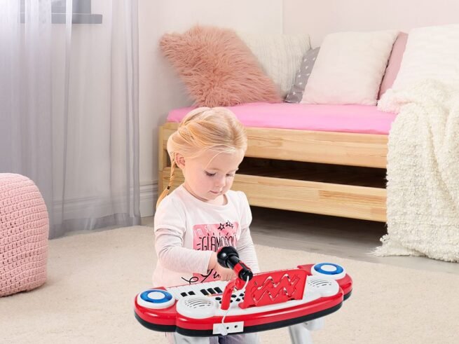 Electronic Piano Keyboard for Children 37 Keys Portable Rhythm Light Red