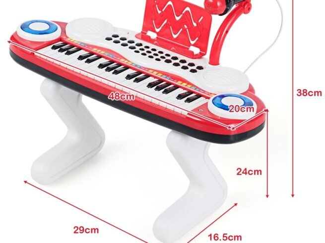Electronic Piano Keyboard for Children 37 Keys Portable Rhythm Light Red