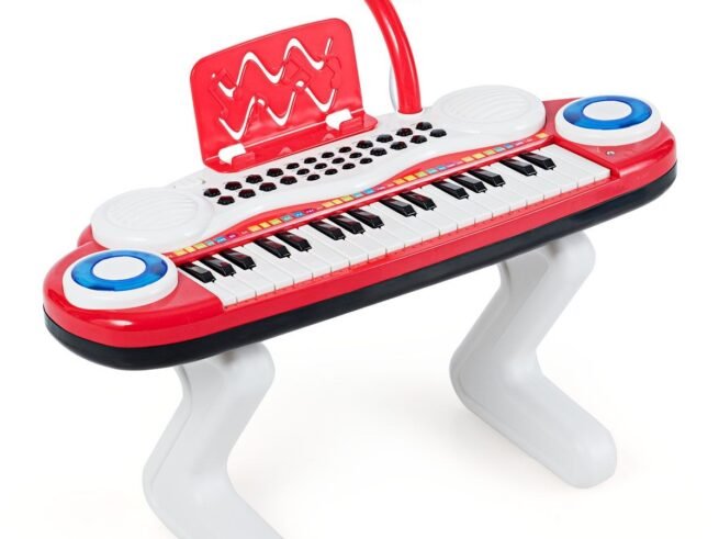 Electronic Piano Keyboard for Children 37 Keys Portable Rhythm Light Red