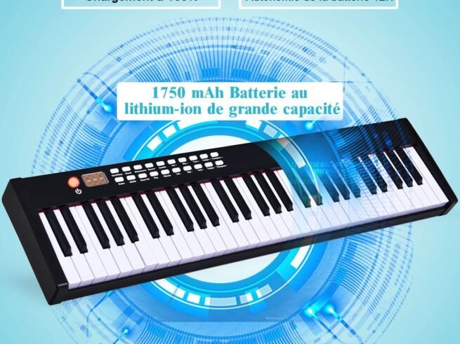 Portable Electric Piano Keyboard 61 Keys Bluetooth MIDI Sustain Pedal 2 Speakers