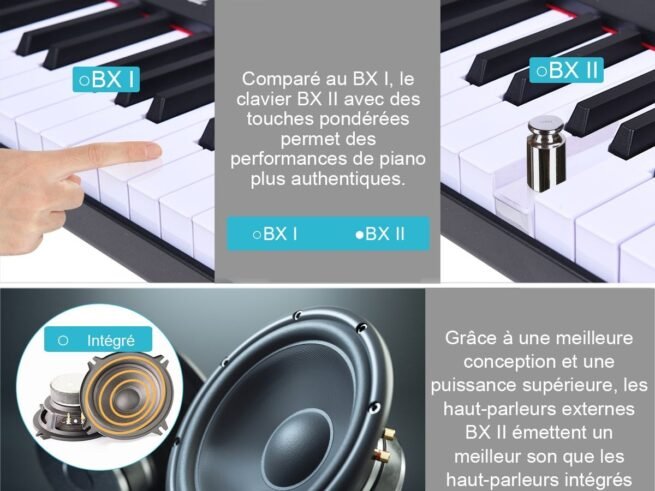 Portable Electric Piano Keyboard 61 Keys Bluetooth MIDI Sustain Pedal 2 Speakers