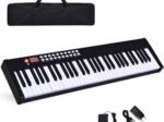 Portable Electric Piano Keyboard 61 Keys Bluetooth MIDI Sustain Pedal 2 Speakers