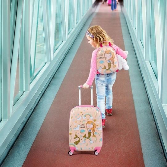 18" Children's Suitcase and 12" Backpack Hand Luggage with 4 Wheels