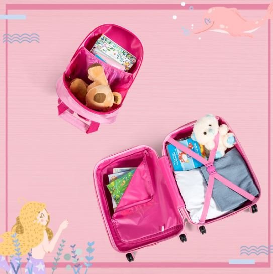18" Children's Suitcase and 12" Backpack Hand Luggage with 4 Wheels