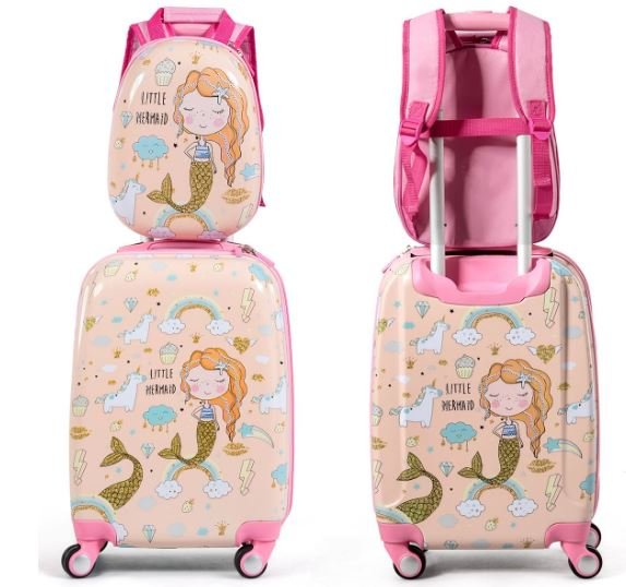 18" Children's Suitcase and 12" Backpack Hand Luggage with 4 Wheels