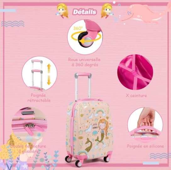 18" Children's Suitcase and 12" Backpack Hand Luggage with 4 Wheels