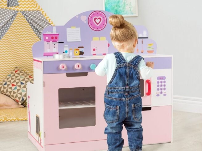 Children's Kitchen Wooden Educational Cooker Rotary Knobs Sound Effect
