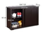 Buffet Kitchen Cabinet in MDF 2 Storage Shelves Sliding Doors Brown
