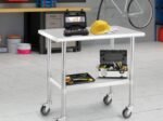 Stainless Steel Kitchen Work Table 2 Layers 4 Wheels 91.5 x 61 x 88.5CM