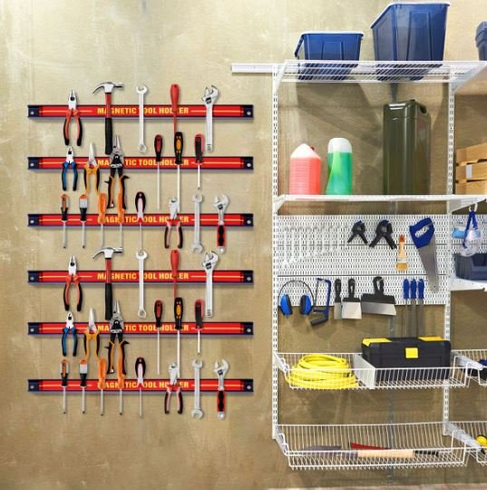 6 Magnetic Bars Steel Tool Holders 46 x 2.3 x 1.25cm