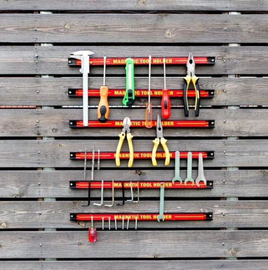 6 Magnetic Bars Steel Tool Holders 46 x 2.3 x 1.25cm
