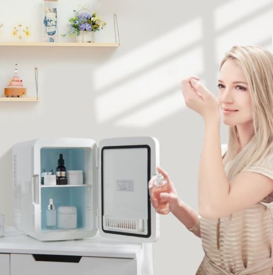 Mini Portable Makeup Fridge 10L LED Mirror Hot and Cold Mode