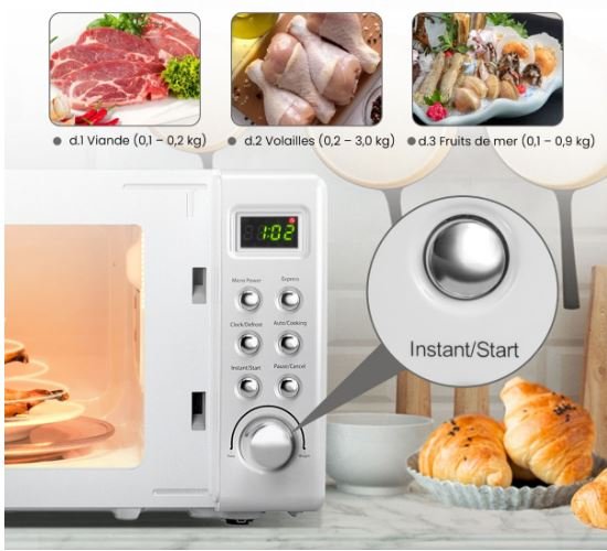 Microwave 20 L 700 W Retro Style 5 Levels 8 Menus 1H Timer