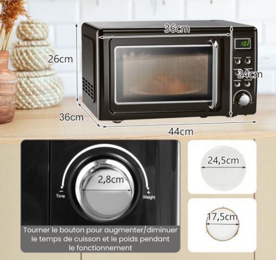Microwave 20 L 700 W Retro Style 5 Levels 8 Menus Intelligent LED 1H Timer