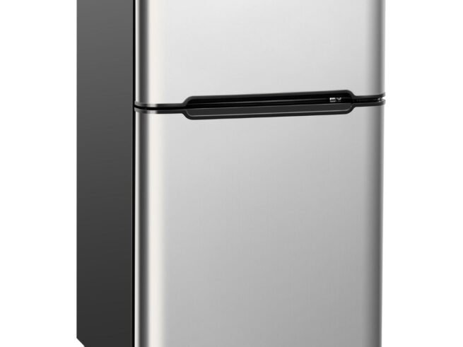 Compact Mini Fridge 90 L Separate Freezer with 2 Door Gray