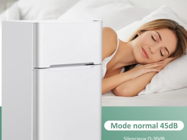 Compact Mini Fridge 90 L Separate Freezer with 2 Door White Color