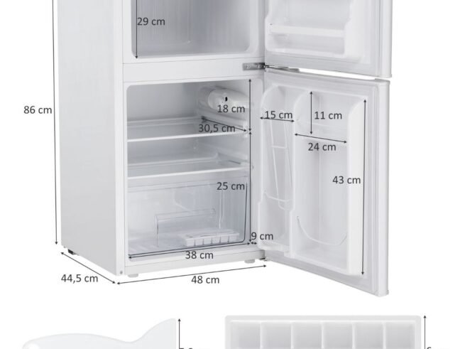 Compact Mini Fridge 90 L Separate Freezer with 2 Door White Color