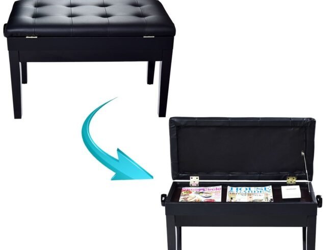 Solid Wood Piano Stool/Bench Height Adjustable Storage Box