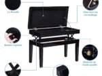 Solid Wood Piano Stool/Bench Height Adjustable Storage Box