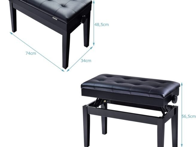 Solid Wood Piano Stool/Bench Height Adjustable Storage Box
