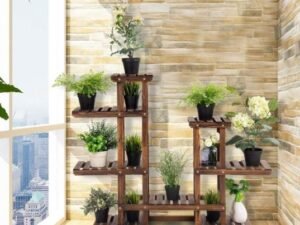 Flower Shelf Plant Pot Holder 6 Tier Fir Wood Storage 119 x 25 x 96 CM
