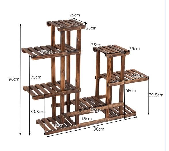 Flower Shelf Plant Pot Holder 6 Tier Fir Wood Storage 119 x 25 x 96 CM