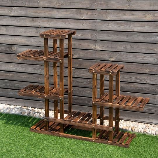 Flower Shelf Plant Pot Holder 6 Tier Fir Wood Storage 119 x 25 x 96 CM