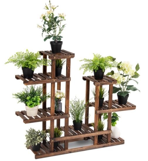 Flower Shelf Plant Pot Holder 6 Tier Fir Wood Storage 119 x 25 x 96 CM