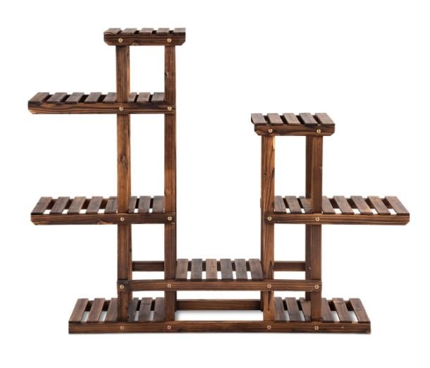 Flower Shelf Plant Pot Holder 6 Tier Fir Wood Storage 119 x 25 x 96 CM