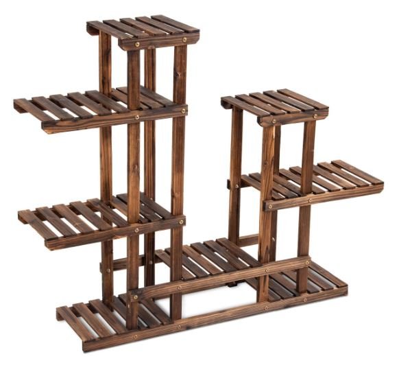 Flower Shelf Plant Pot Holder 6 Tier Fir Wood Storage 119 x 25 x 96 CM