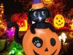 Inflatable Halloween Pumpkin Black Cat Decoration LED Lights 150 cm