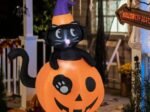 Inflatable Halloween Pumpkin Black Cat Decoration LED Lights 150 cm