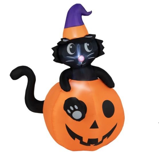 Inflatable Halloween Pumpkin Black Cat Decoration LED Lights 150 cm