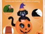 Inflatable Halloween Pumpkin Black Cat Decoration LED Lights 150 cm