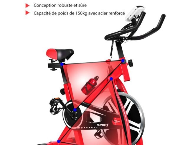 Indoor Exercise Bike with Flywheel 8 KG LCD Screen Adjustable Saddle Handlebar