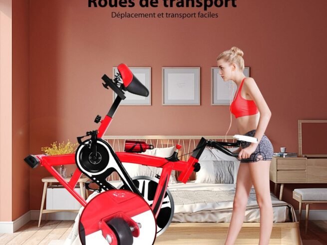 Indoor Exercise Bike with Flywheel 8 KG LCD Screen Adjustable Saddle Handlebar