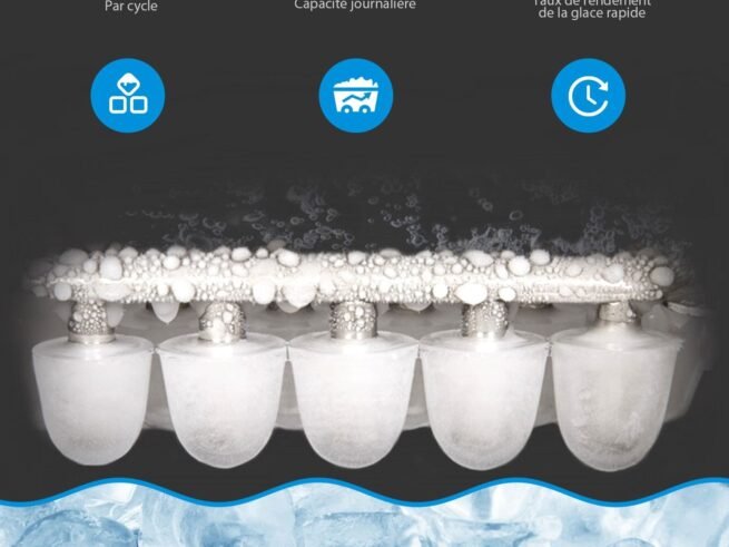 Ice Cube Maker Machine 12KG/24H 2 Ice Cube Sizes 2.1L Tank 9pcs in 7 Minutes